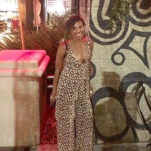 Brown floral flowy jumpsuit
